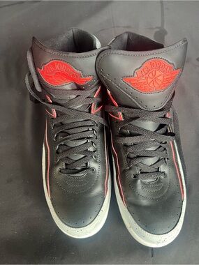 Jordan Black and Red High-Top Sneakers